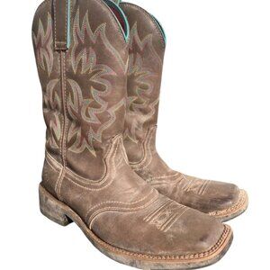 Ariat Delilah Cowboy Boots Womens Size 9 B Western Brown Leather Square Toe Boot